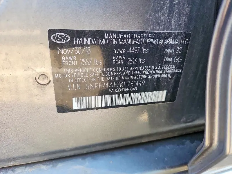 2019 HYUNDAI SONATA SE  