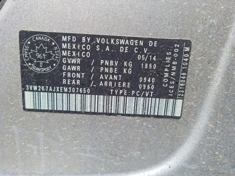2014 VOLKSWAGEN JETTA BASE  