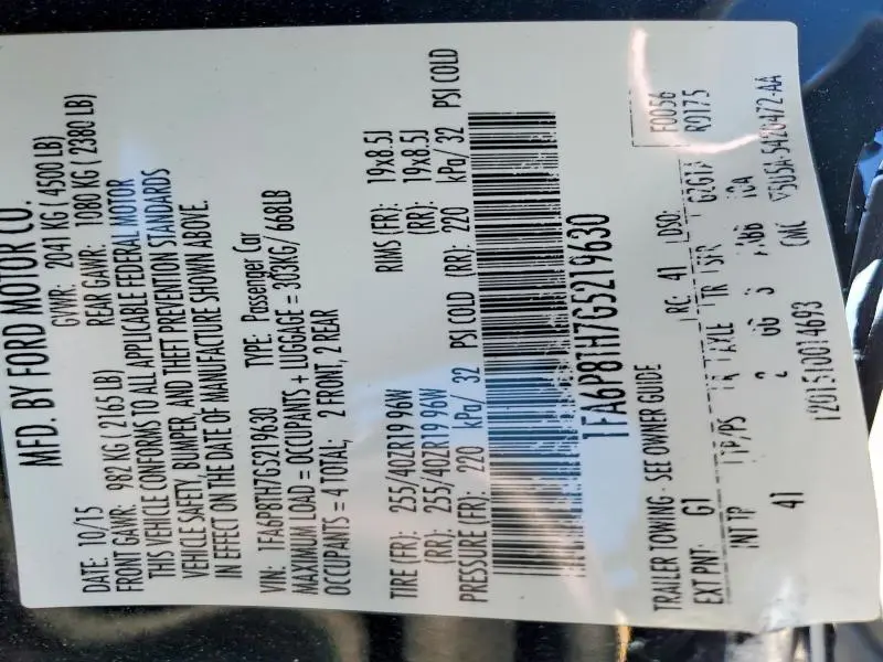 2016 FORD MUSTANG   