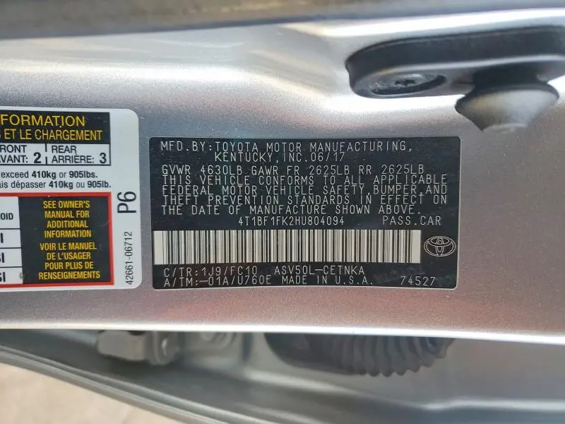 2017 TOYOTA CAMRY LE  