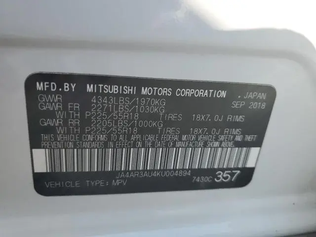 2019 MITSUBISHI OUTLANDER SPORT ES  