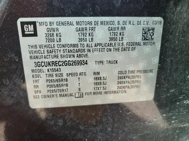 2016 CHEVROLET SILVERADO K1500 LT  
