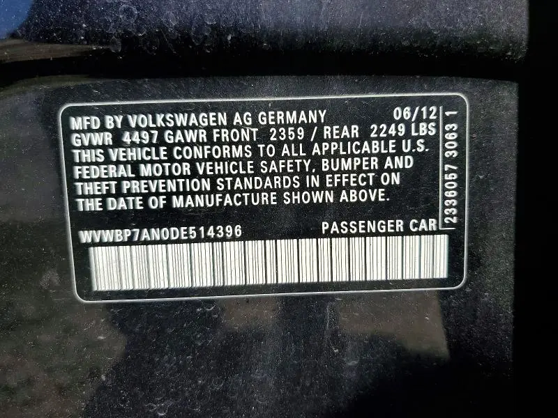 2013 VOLKSWAGEN CC SPORT  