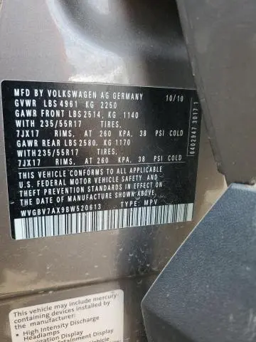 2011 VOLKSWAGEN TIGUAN S  