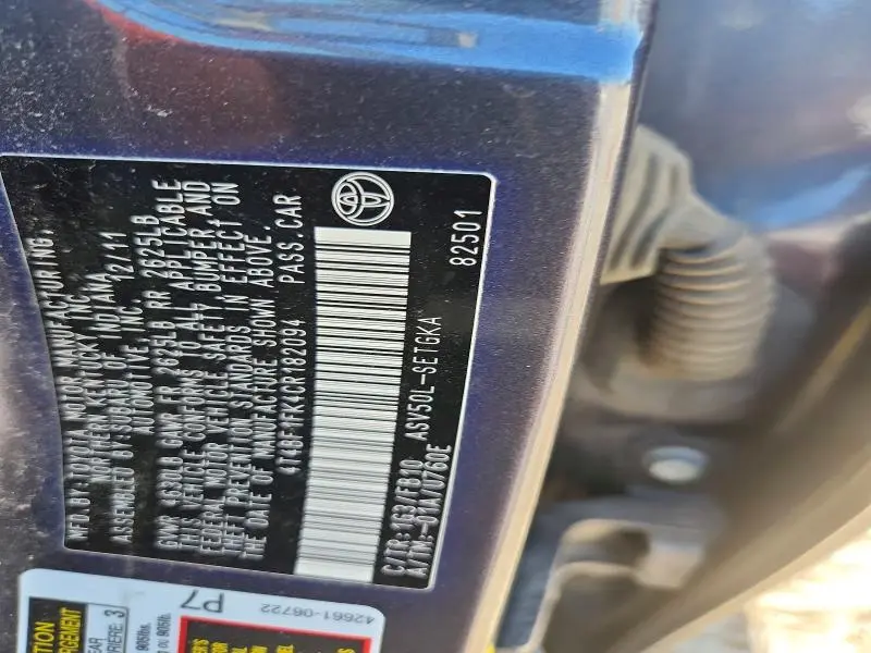 2012 TOYOTA CAMRY XLE  