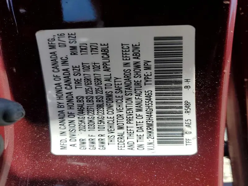 2016 HONDA CR-V SE  