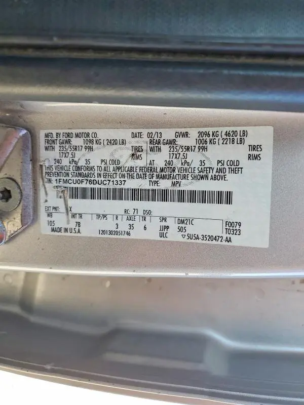2013 FORD ESCAPE S  