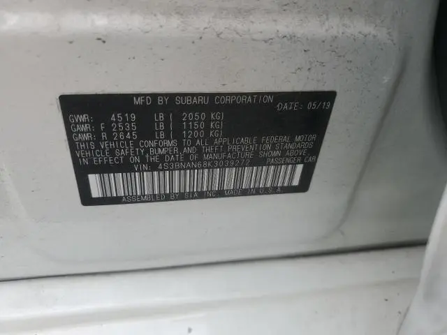 2019 SUBARU LEGACY 2.5I LIMITED