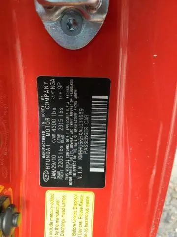 2010 HYUNDAI GENESIS COUPE 3.8L  