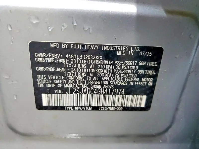 2016 SUBARU FORESTER 2.5I PREMIUM  