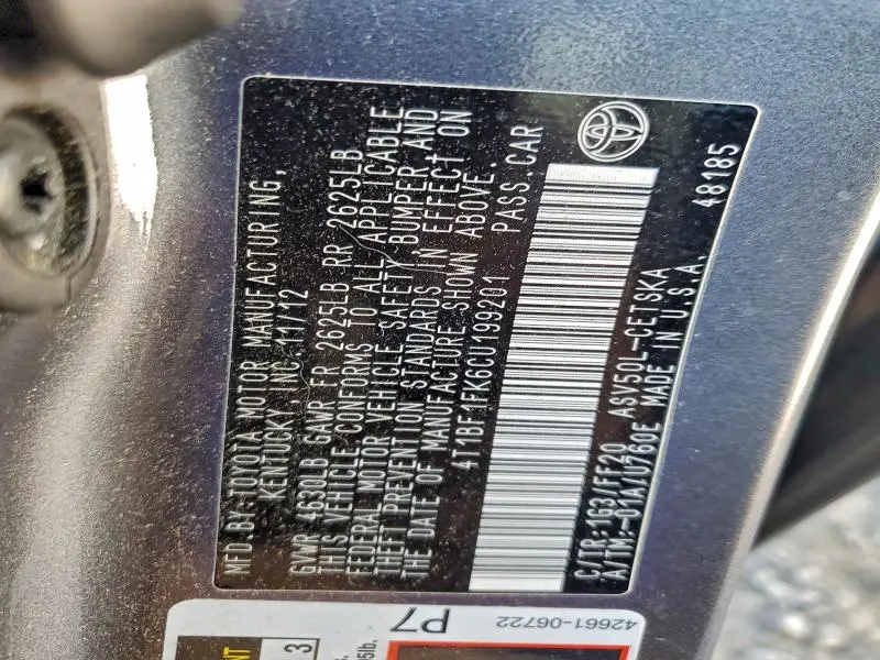 2012 TOYOTA CAMRY BASE  