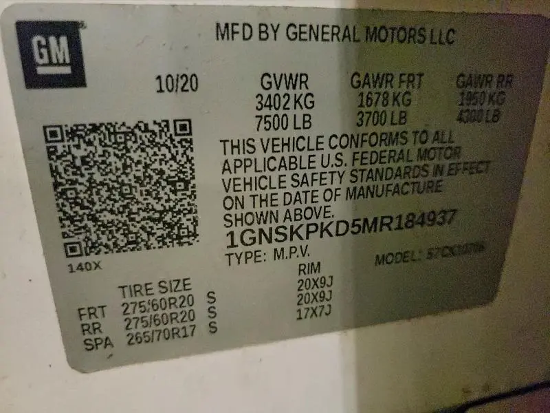 2021 CHEVROLET TAHOE K1500 Z71  