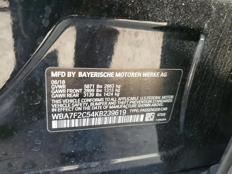 2019 BMW 750 XI  