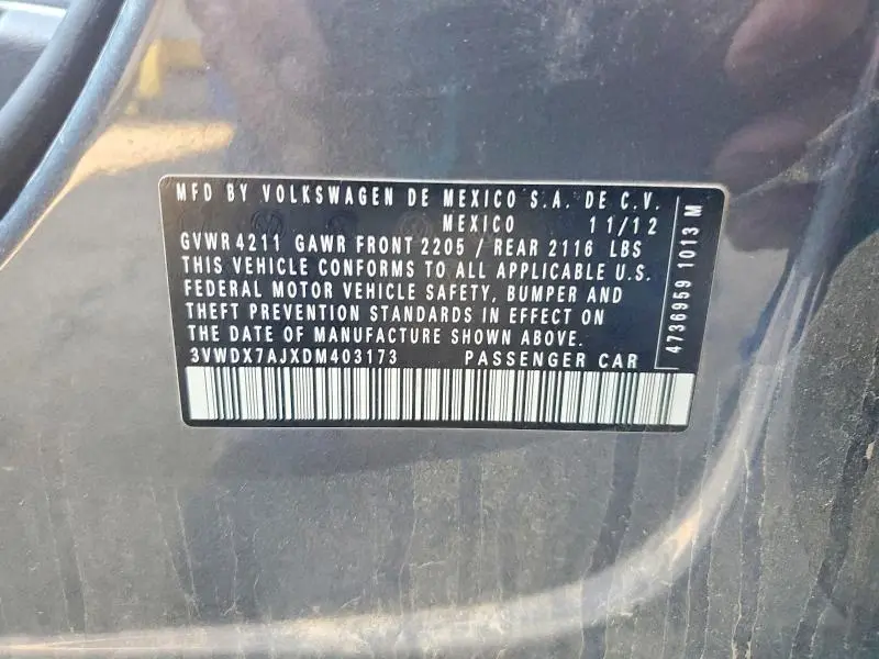 2013 VOLKSWAGEN JETTA SE  