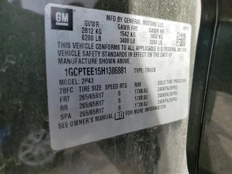 2017 CHEVROLET COLORADO ZR2  