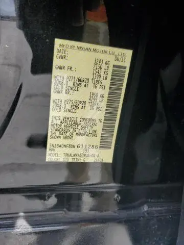 2013 NISSAN ARMADA PLATINUM  
