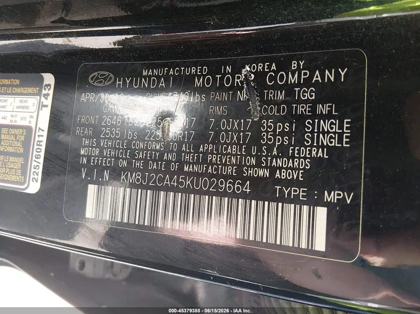 2019 HYUNDAI TUCSON SE