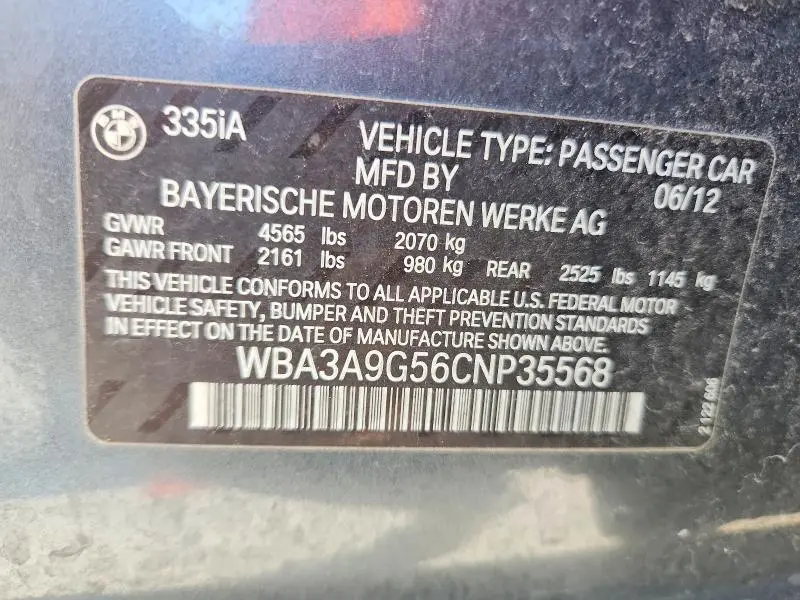 2012 BMW 335 I  