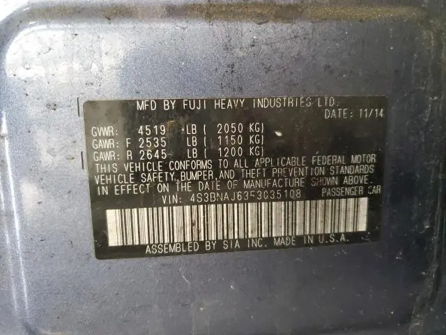 2015 SUBARU LEGACY 2.5I LIMITED