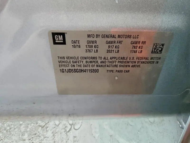 2017 CHEVROLET SONIC LT  