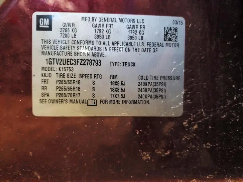 2015 GMC SIERRA K1500 SLE  