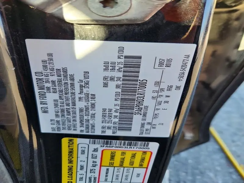2020 FORD FUSION SE  