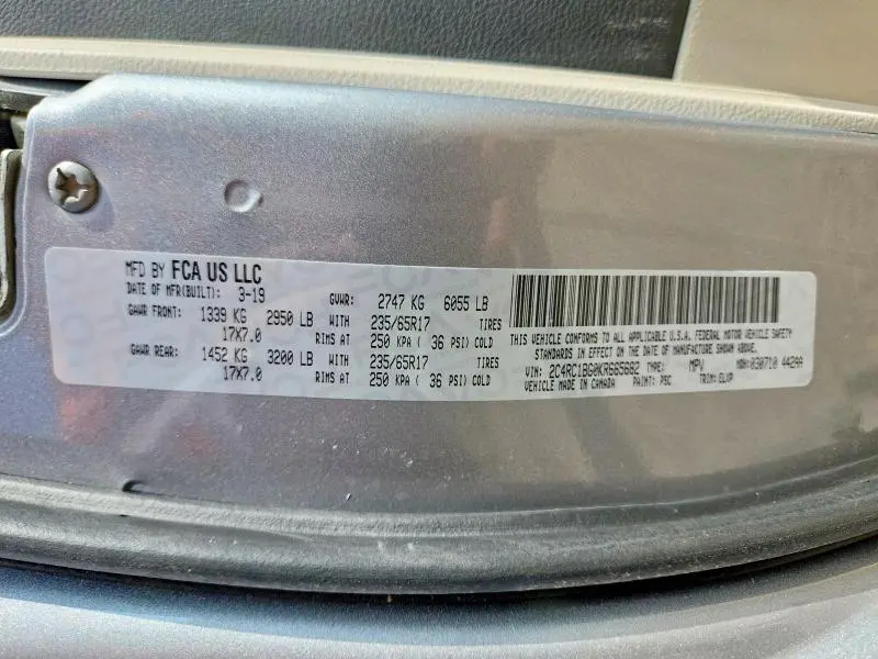 2019 CHRYSLER PACIFICA TOURING L  