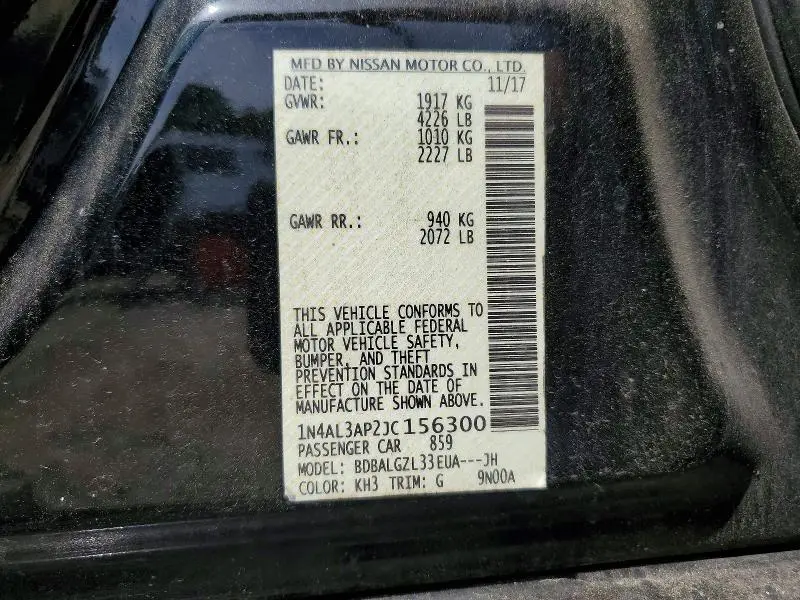 2018 NISSAN ALTIMA 2.5 S  