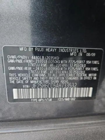 2010 SUBARU FORESTER 2.5X PREMIUM  