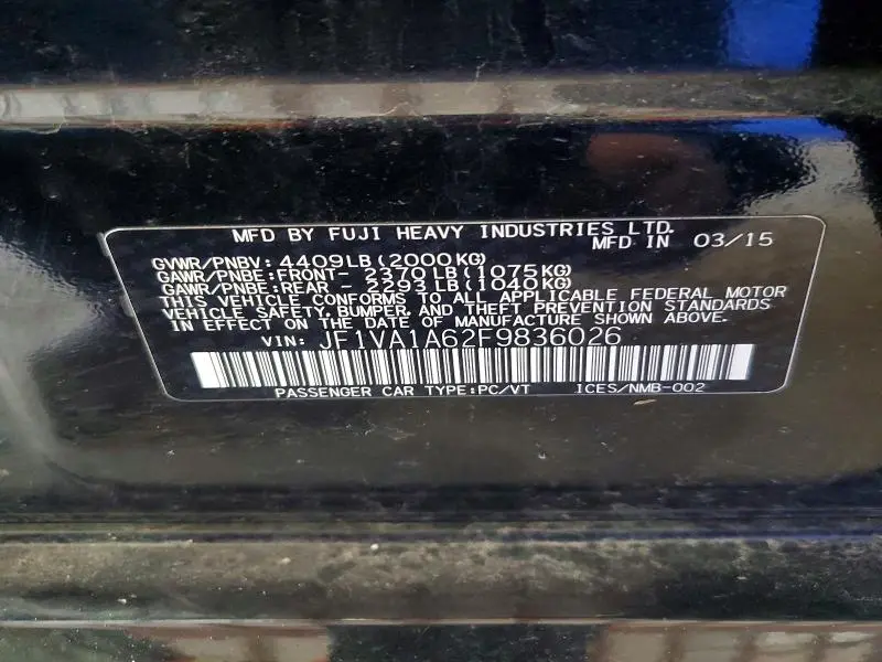 2015 SUBARU WRX   