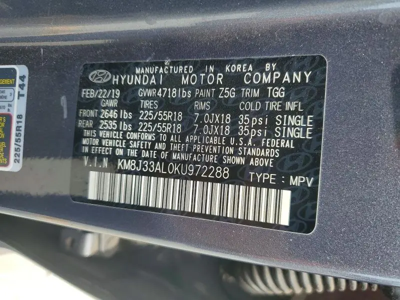 2019 HYUNDAI TUCSON SEL  