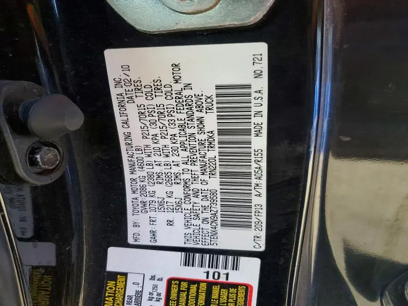 2010 TOYOTA TACOMA BASE  