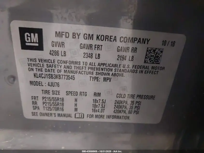 2019 BUICK ENCORE FWD SPORT TOURING