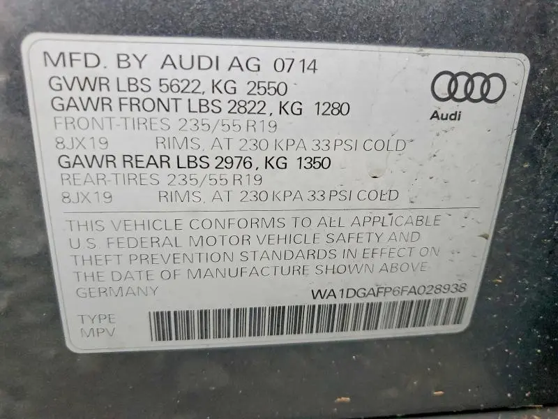 2015 AUDI Q5 PREMIUM PLUS  