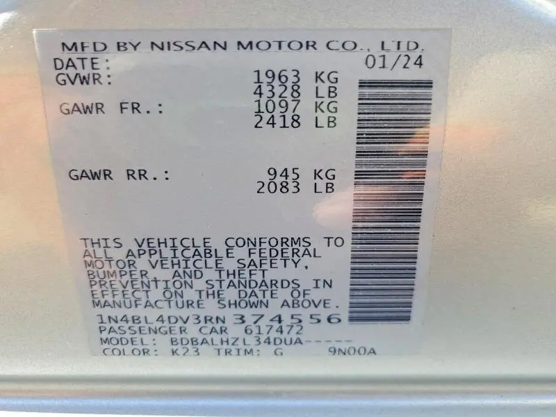 2024 NISSAN ALTIMA SV  