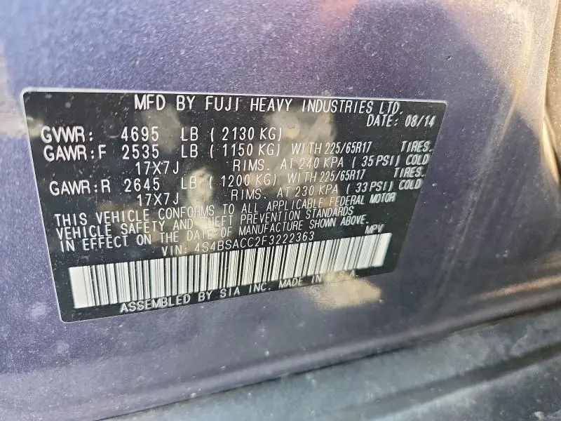 2015 SUBARU OUTBACK 2.5I PREMIUM  