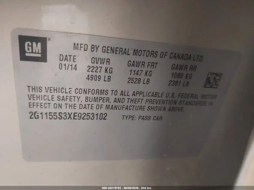 2014 CHEVROLET IMPALA 2LZ