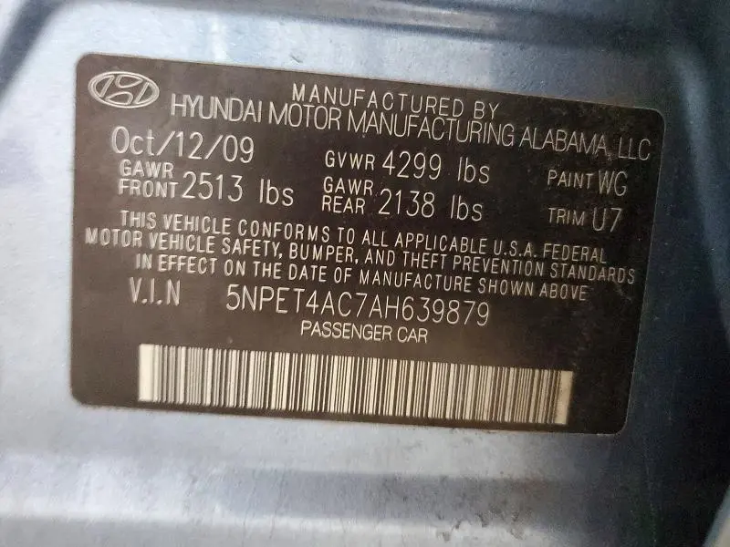 2010 HYUNDAI SONATA GLS  