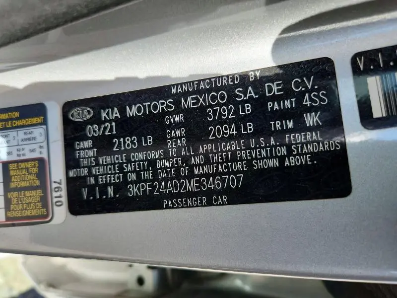 2021 KIA FORTE   