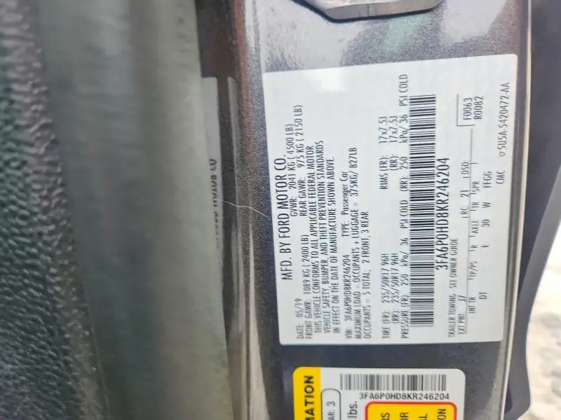 2019 FORD FUSION SE  