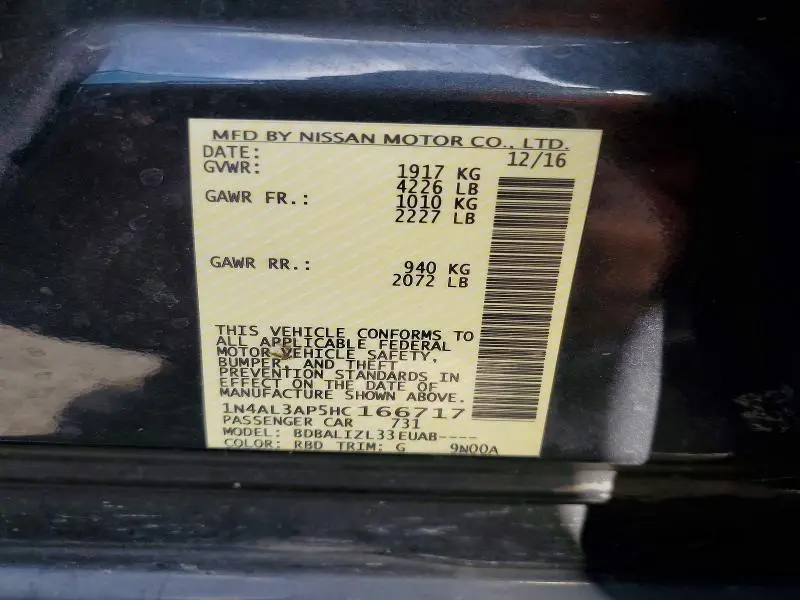 2017 NISSAN ALTIMA 2.5 SV  