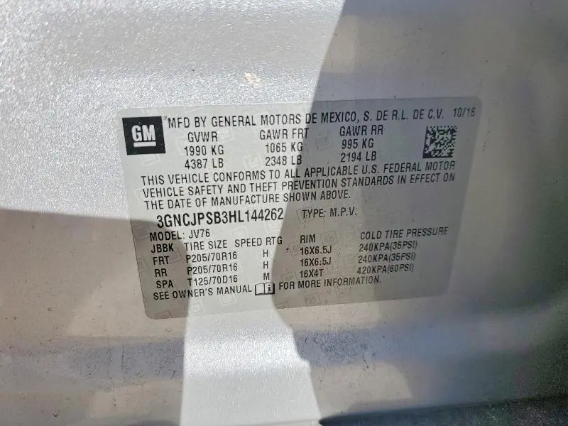 2017 CHEVROLET TRAX 1LT  