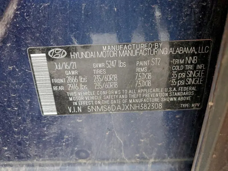 2022 HYUNDAI SANTA FE SEL  