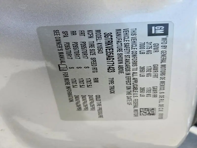 2010 GMC SIERRA K1500 SLE  