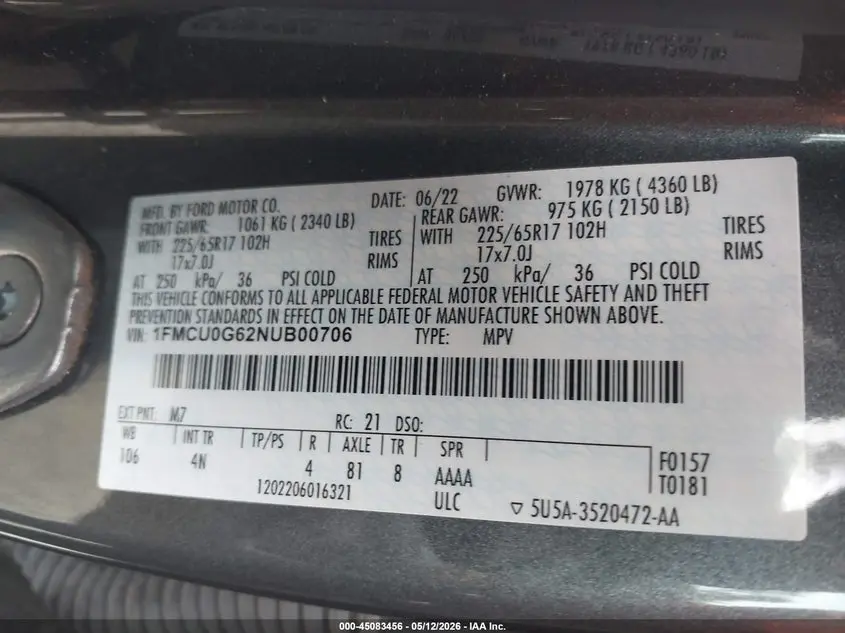 2022 FORD ESCAPE SE