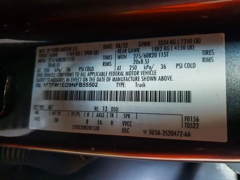2022 FORD F150 SUPERCREW  