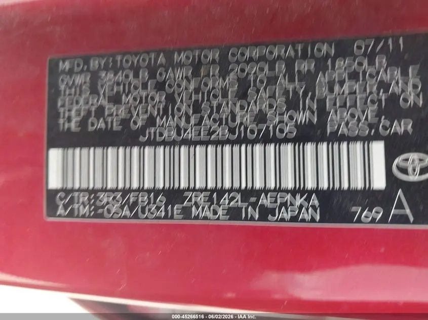 2011 TOYOTA COROLLA LE