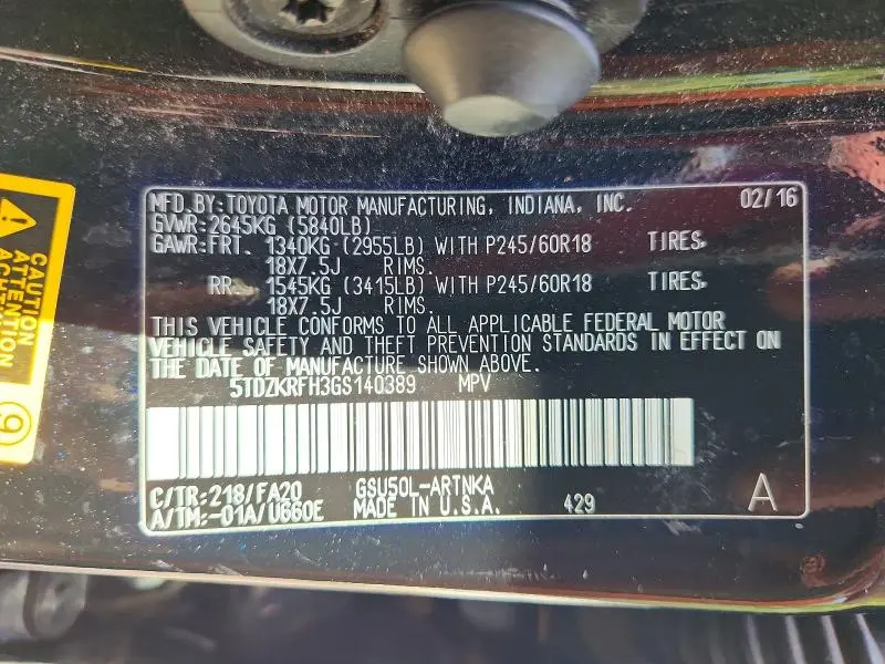 2016 TOYOTA HIGHLANDER LE PLUS  