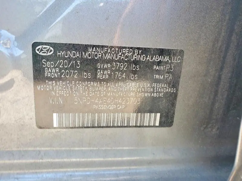 2013 HYUNDAI ELANTRA GLS  