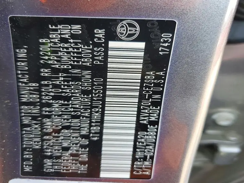 2018 TOYOTA CAMRY SE  
